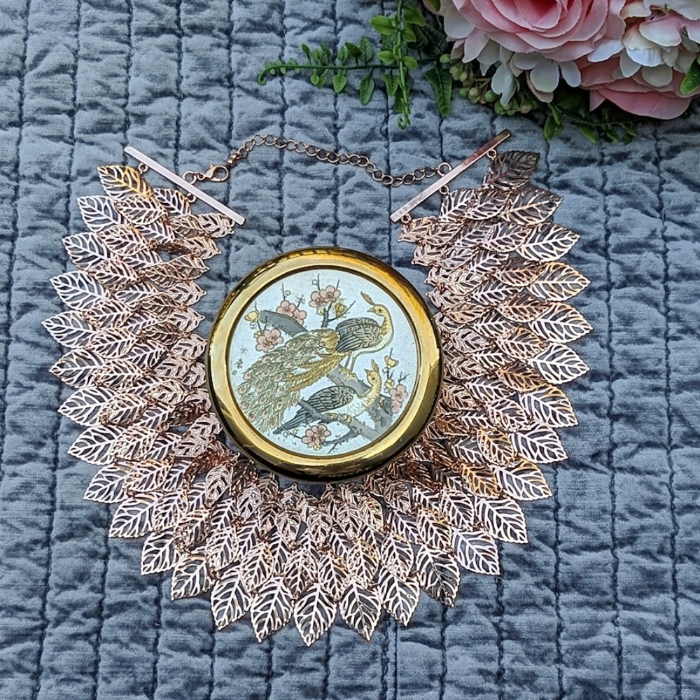 Rose Gold Tone Feather Necklace